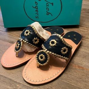 Jack Rogers - Nantucket Gold Sandal - Midnight/Gold Color - New in Box